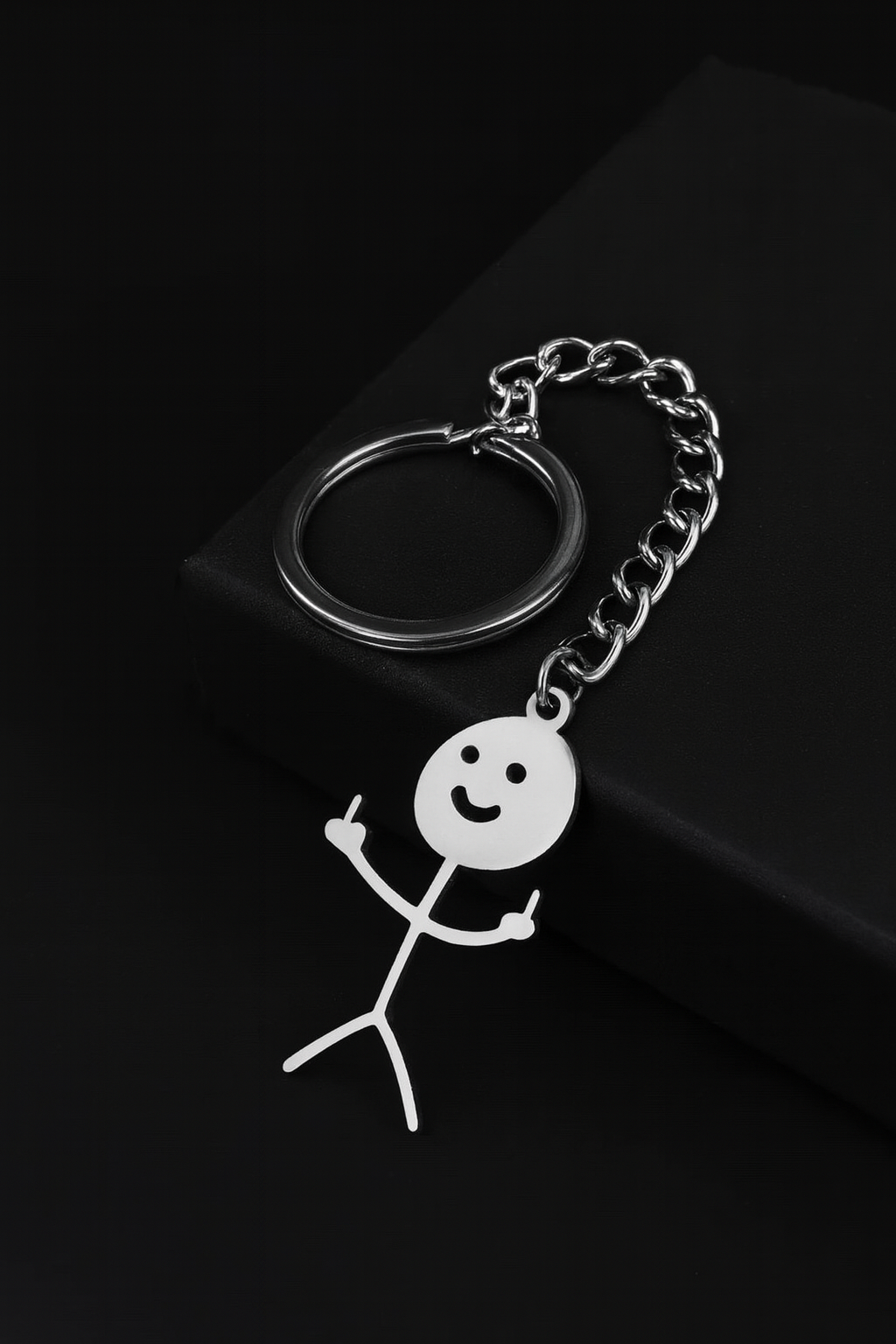 Cartoon Couple Stainless Steel Keychain For Men, Graffiti Keychain Llavero Stickman Divertido – Estilo Irreverente