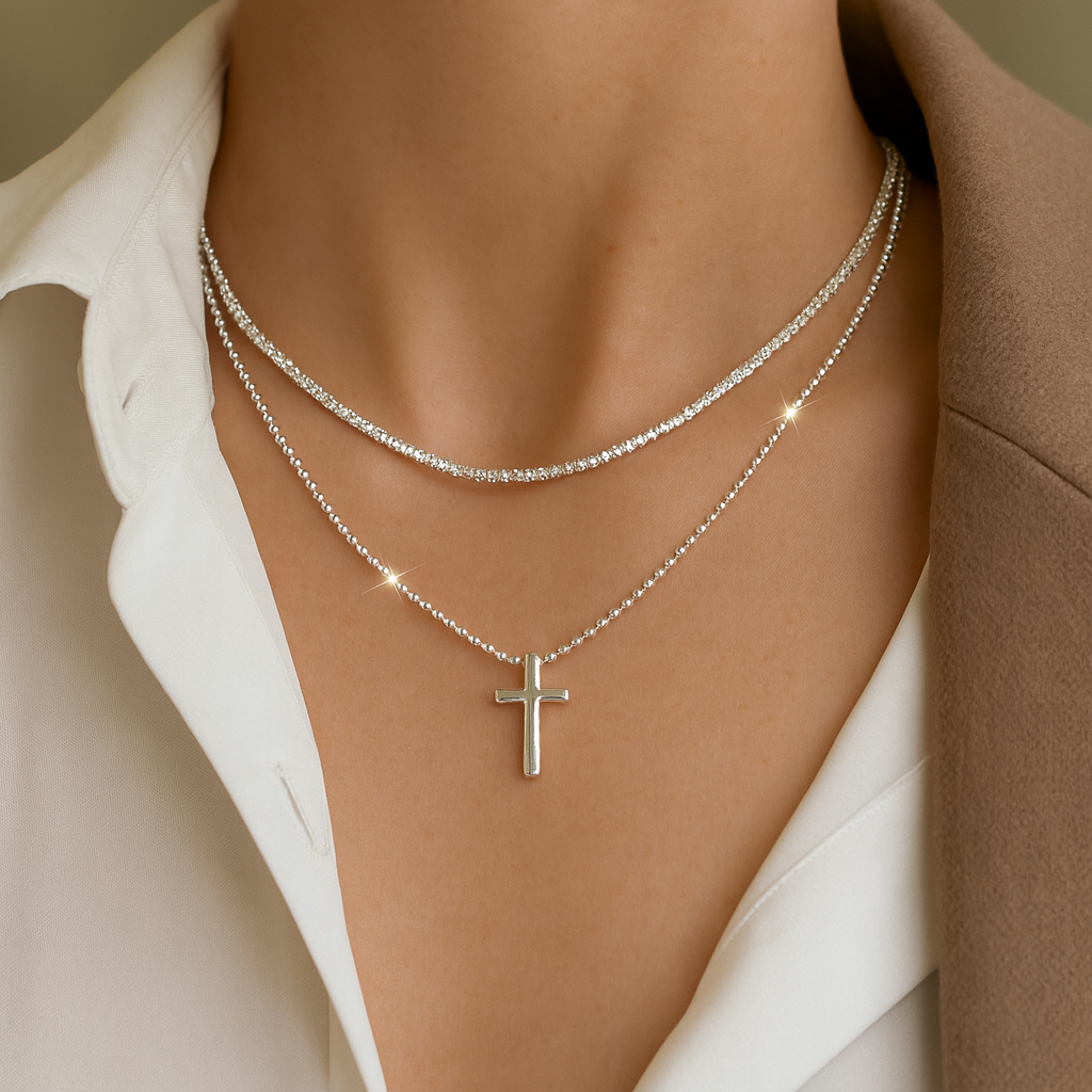 Silver Color Sparkling Necklace For Women Trendy Clavicle Chain Choker-Collar  Brillante – Elegancia Minimalista