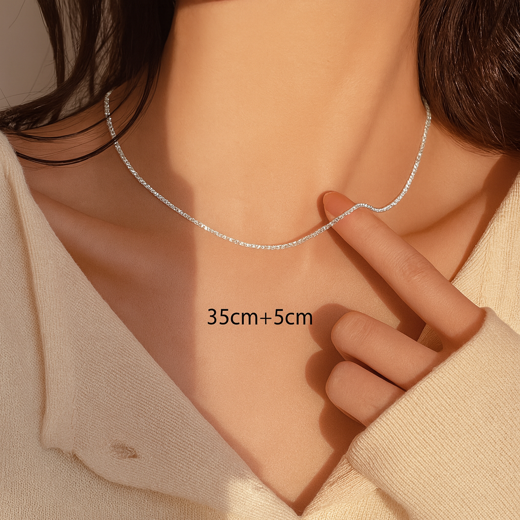 Silver Color Sparkling Necklace For Women Trendy Clavicle Chain Choker-Collar  Brillante – Elegancia Minimalista