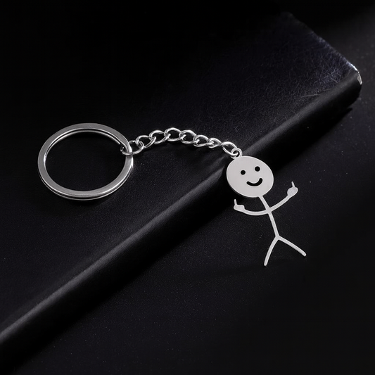 Cartoon Couple Stainless Steel Keychain For Men, Graffiti Keychain Llavero Stickman Divertido – Estilo Irreverente