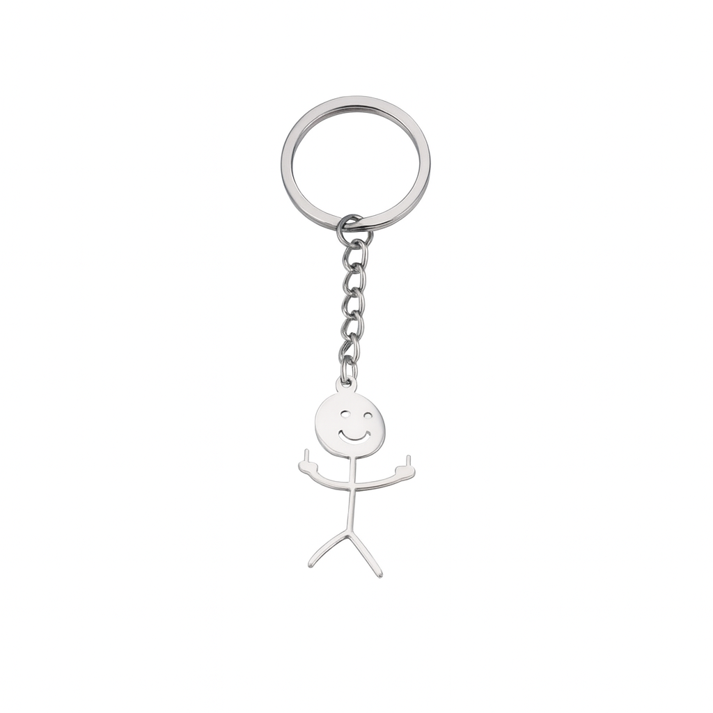 Cartoon Couple Stainless Steel Keychain For Men, Graffiti Keychain Llavero Stickman Divertido – Estilo Irreverente