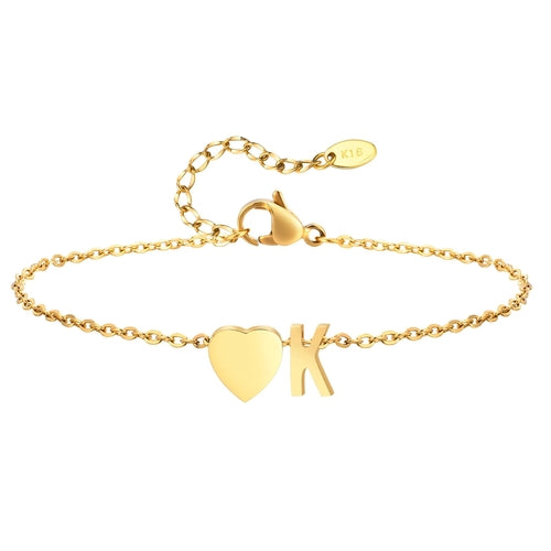 Women Heart Initial Stainless Steel Personalized Anklet Bracelets ✨ Pulsera de Tobillo Personalizada con Inicial y Corazón – Acero Inoxidable Hipoalergénico ✨