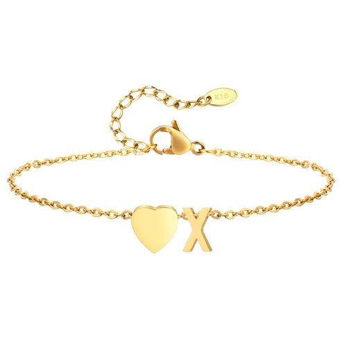 Women Heart Initial Stainless Steel Personalized Anklet Bracelets ✨ Pulsera de Tobillo Personalizada con Inicial y Corazón – Acero Inoxidable Hipoalergénico ✨