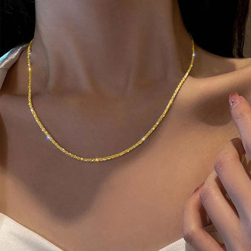 Silver Color Sparkling Necklace For Women Trendy Clavicle Chain Choker-Collar  Brillante – Elegancia Minimalista