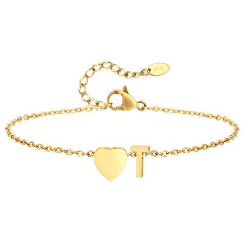 Women Heart Initial Stainless Steel Personalized Anklet Bracelets ✨ Pulsera de Tobillo Personalizada con Inicial y Corazón – Acero Inoxidable Hipoalergénico ✨