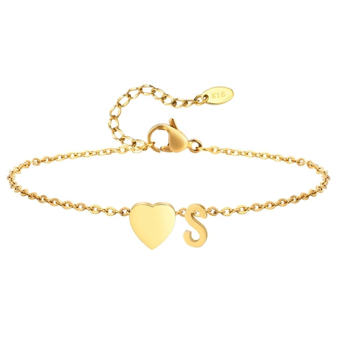 Women Heart Initial Stainless Steel Personalized Anklet Bracelets ✨ Pulsera de Tobillo Personalizada con Inicial y Corazón – Acero Inoxidable Hipoalergénico ✨