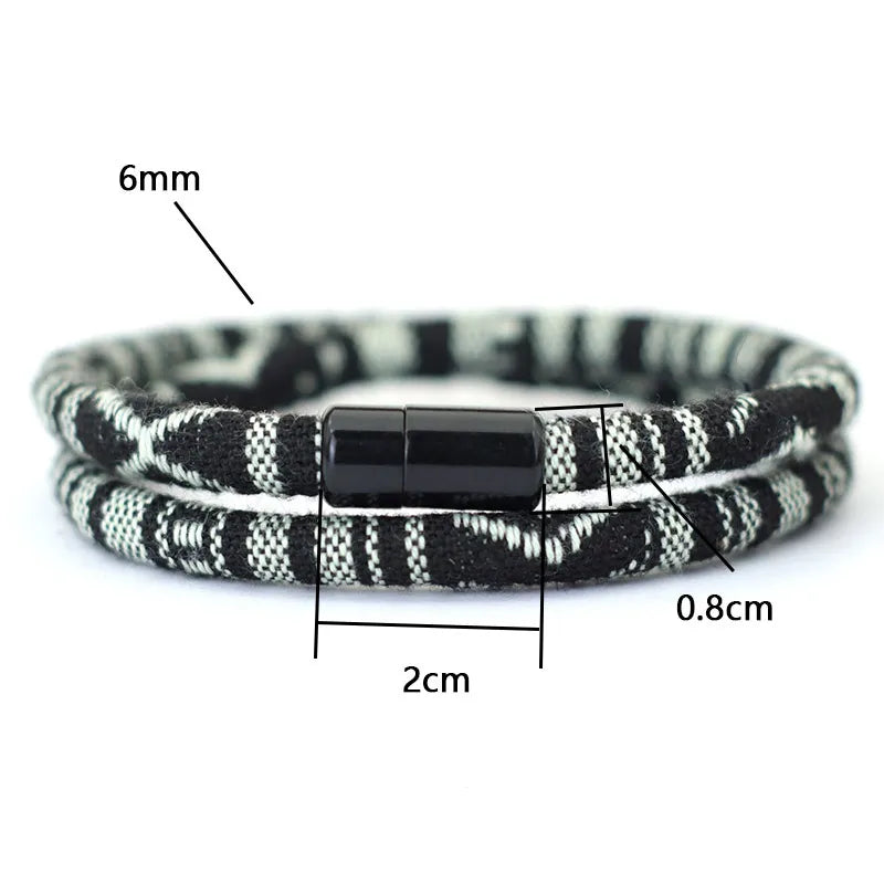 New In Men Bohemia Rope Bracelet Attract Magentic Braclet Adventure-Pulsera Trenzada Multicolor con Cierre Magnético – Estilo Artesanal