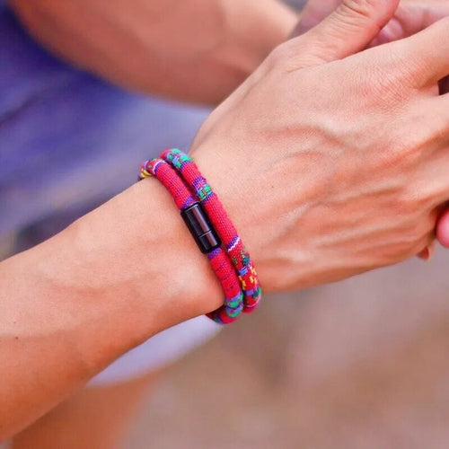 New In Men Bohemia Rope Bracelet Attract Magentic Braclet Adventure-Pulsera Trenzada Multicolor con Cierre Magnético – Estilo Artesanal