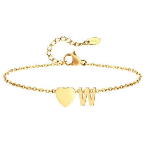 Women Heart Initial Stainless Steel Personalized Anklet Bracelets ✨ Pulsera de Tobillo Personalizada con Inicial y Corazón – Acero Inoxidable Hipoalergénico ✨