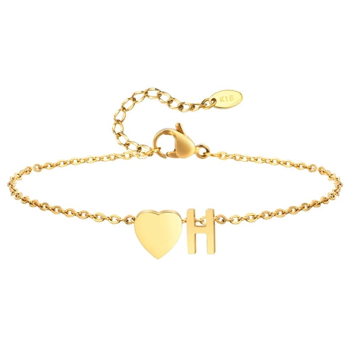 Women Heart Initial Stainless Steel Personalized Anklet Bracelets ✨ Pulsera de Tobillo Personalizada con Inicial y Corazón – Acero Inoxidable Hipoalergénico ✨