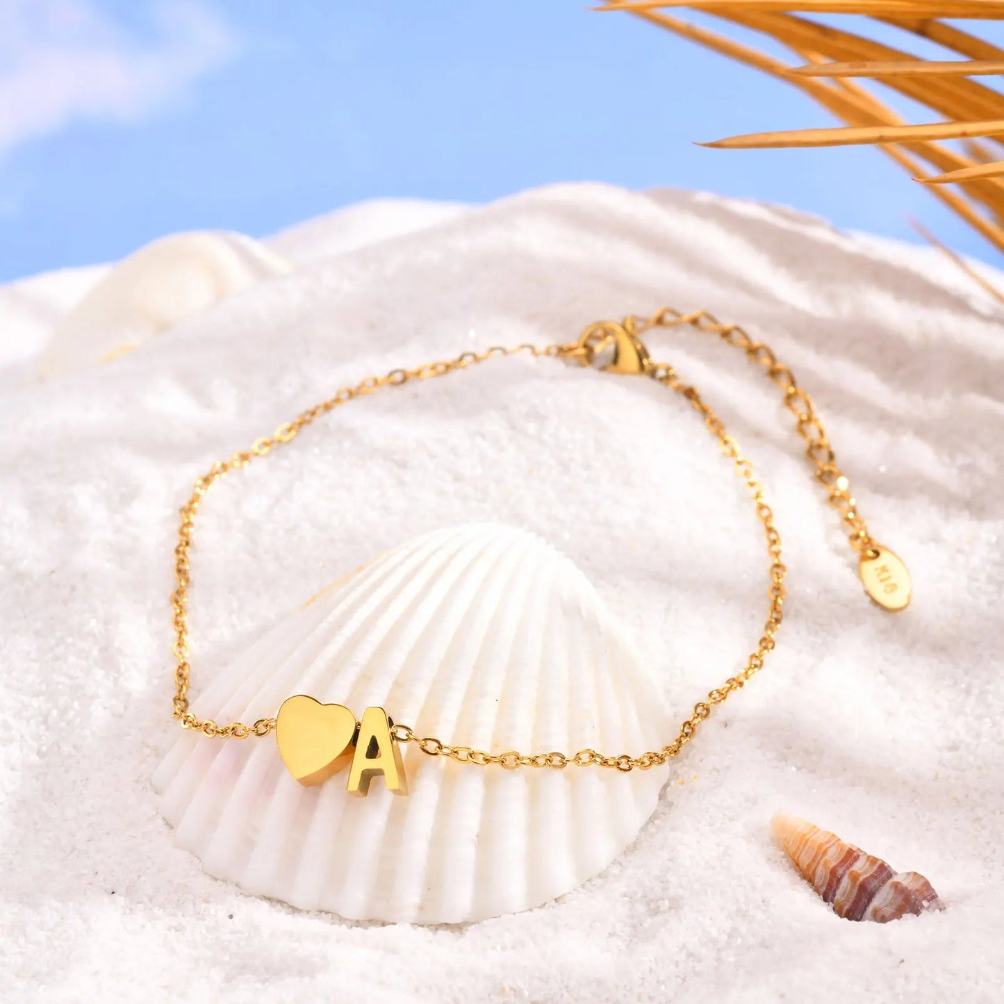 Women Heart Initial Stainless Steel Personalized Anklet Bracelets ✨ Pulsera de Tobillo Personalizada con Inicial y Corazón – Acero Inoxidable Hipoalergénico ✨