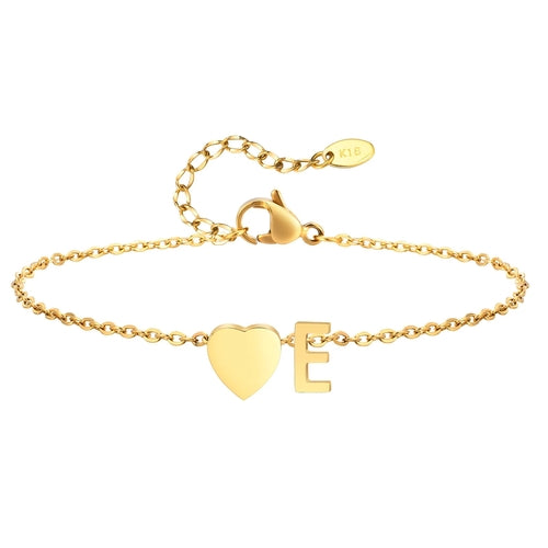 Women Heart Initial Stainless Steel Personalized Anklet Bracelets ✨ Pulsera de Tobillo Personalizada con Inicial y Corazón – Acero Inoxidable Hipoalergénico ✨