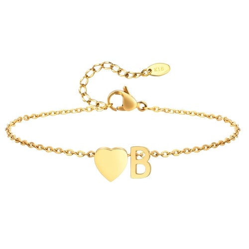 Women Heart Initial Stainless Steel Personalized Anklet Bracelets ✨ Pulsera de Tobillo Personalizada con Inicial y Corazón – Acero Inoxidable Hipoalergénico ✨
