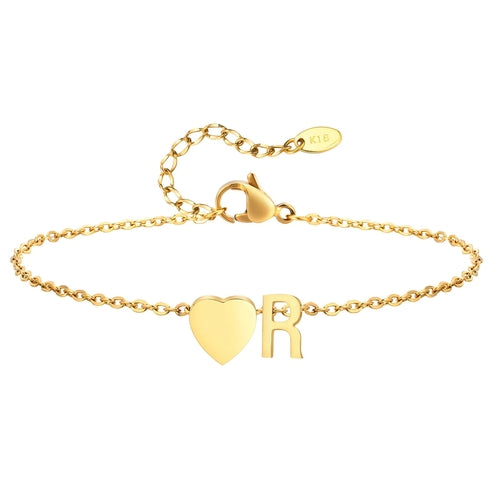 Women Heart Initial Stainless Steel Personalized Anklet Bracelets ✨ Pulsera de Tobillo Personalizada con Inicial y Corazón – Acero Inoxidable Hipoalergénico ✨