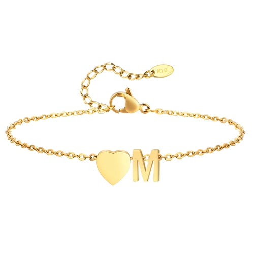 Women Heart Initial Stainless Steel Personalized Anklet Bracelets ✨ Pulsera de Tobillo Personalizada con Inicial y Corazón – Acero Inoxidable Hipoalergénico ✨