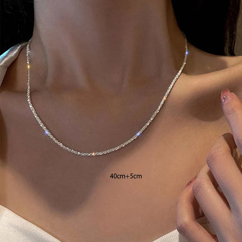 Silver Color Sparkling Necklace For Women Trendy Clavicle Chain Choker-Collar  Brillante – Elegancia Minimalista