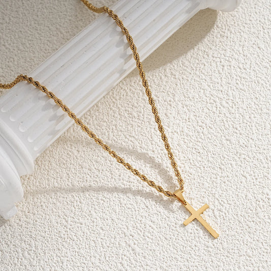 Cadena Dorada con Dije de Cruz – Elegancia y FeGold Chain with Cross Pendant – Elegance and Faith