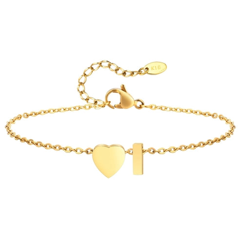 Women Heart Initial Stainless Steel Personalized Anklet Bracelets ✨ Pulsera de Tobillo Personalizada con Inicial y Corazón – Acero Inoxidable Hipoalergénico ✨