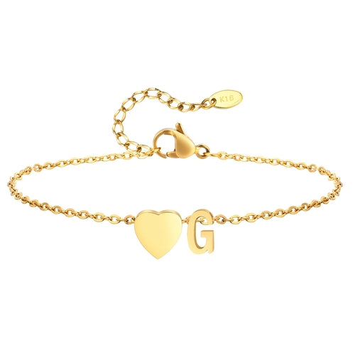 Women Heart Initial Stainless Steel Personalized Anklet Bracelets ✨ Pulsera de Tobillo Personalizada con Inicial y Corazón – Acero Inoxidable Hipoalergénico ✨