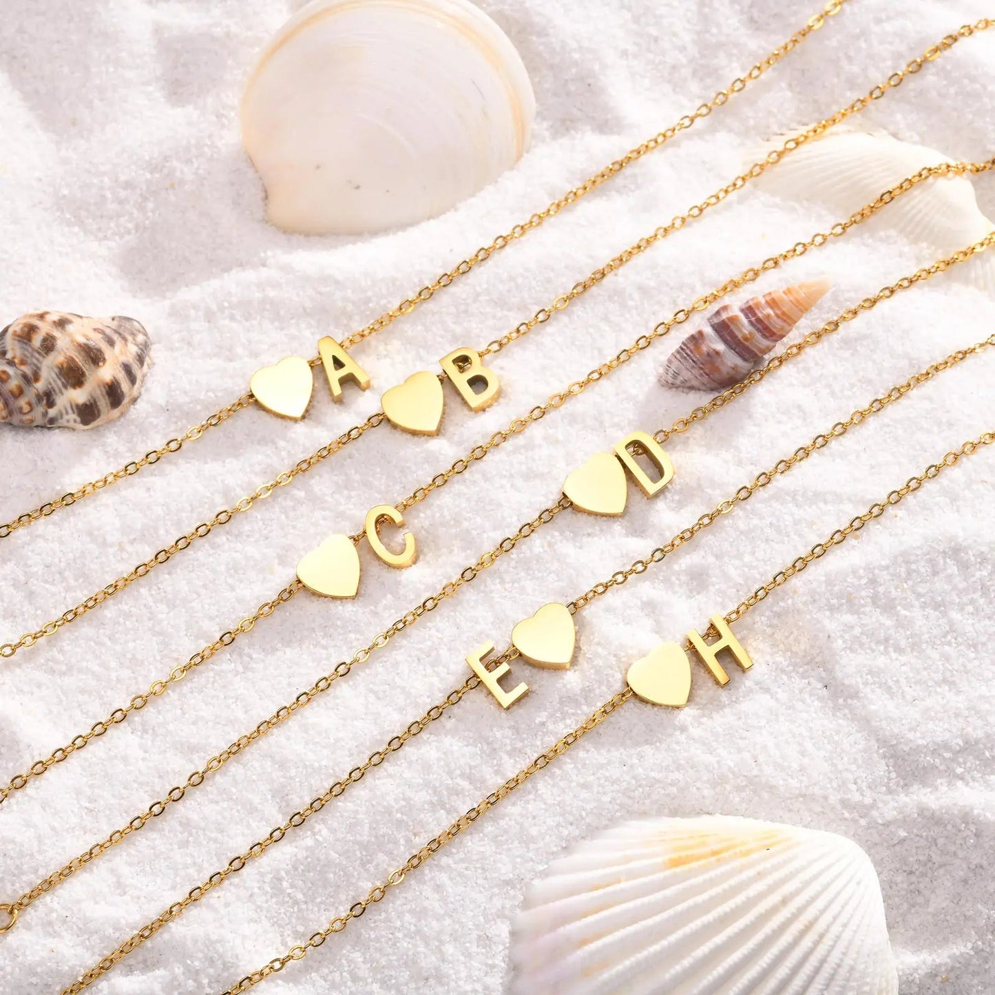 Women Heart Initial Stainless Steel Personalized Anklet Bracelets ✨ Pulsera de Tobillo Personalizada con Inicial y Corazón – Acero Inoxidable Hipoalergénico ✨