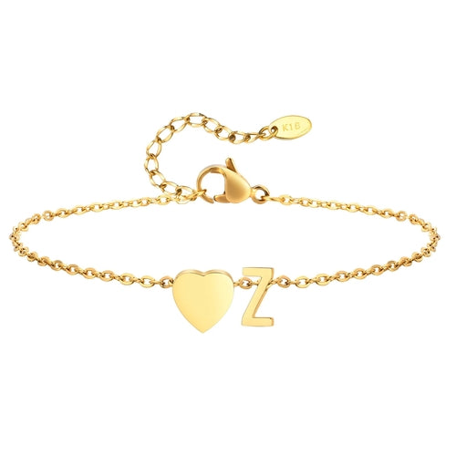 Women Heart Initial Stainless Steel Personalized Anklet Bracelets ✨ Pulsera de Tobillo Personalizada con Inicial y Corazón – Acero Inoxidable Hipoalergénico ✨