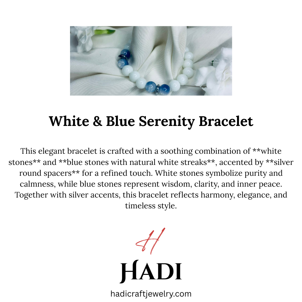 Blue Lace Agate and White Howlite Bracelet with Silver Spacers
